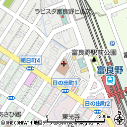 富良野市　中心街活性化センター　ふらっと周辺の地図