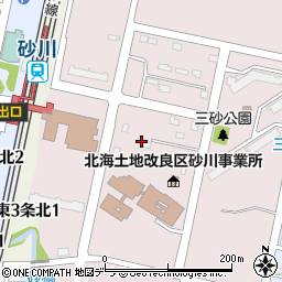 北海道砂川市三砂町周辺の地図