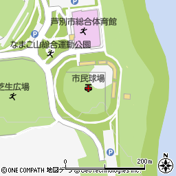 芦別市民球場周辺の地図
