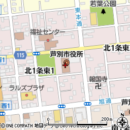 〒075-0000 北海道芦別市（以下に掲載がない場合）の地図