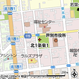 〒075-0011 北海道芦別市北一条東の地図