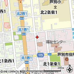 北海道新聞　芦別販売所周辺の地図