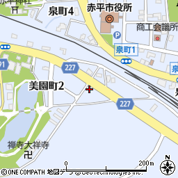北海道赤平市美園町周辺の地図