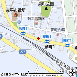 赤平市役所周辺の地図
