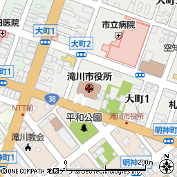 滝川市役所周辺の地図