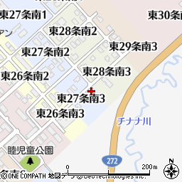 北海道標津郡中標津町東２７条南3丁目12周辺の地図