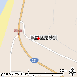 北海道石狩市浜益区毘砂別周辺の地図