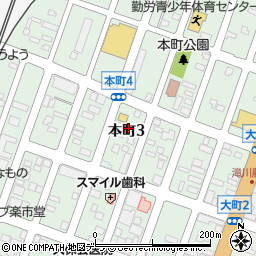 北海道滝川市本町周辺の地図