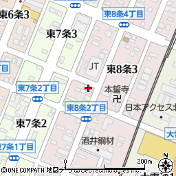 鍵開け・鍵交換・鍵修理・金庫・緊急対応・カギのお医者さん　北海道・旭川市・地域受付周辺の地図