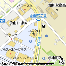 ユニクロ旭川永山パワーズ店周辺の地図