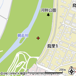 網走川河畔公園周辺の地図