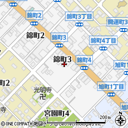 北海道留萌市錦町3丁目周辺の地図