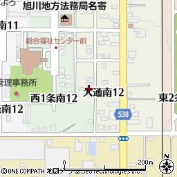 北海道名寄市大通南12丁目7周辺の地図