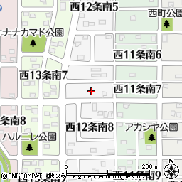 北海道名寄市西１２条南7丁目周辺の地図