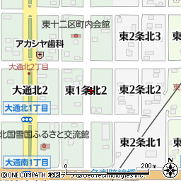 北海道名寄市東１条北2丁目周辺の地図