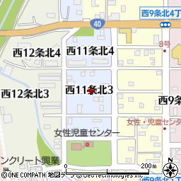 北海道名寄市西１１条北3丁目周辺の地図