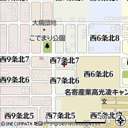 北海道名寄市西７条北7丁目周辺の地図