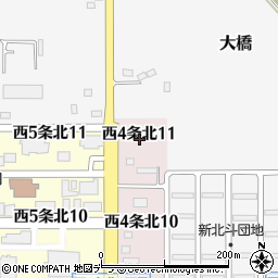 北海道名寄市西４条北11丁目周辺の地図