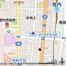 北海道稚内市中央周辺の地図