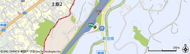 沖縄自動車道中城パーキングエリア　下り線売店周辺の地図