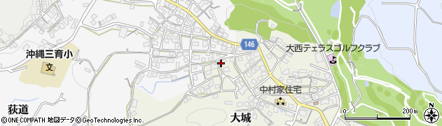 沖縄県北中城村（中頭郡）大城周辺の地図