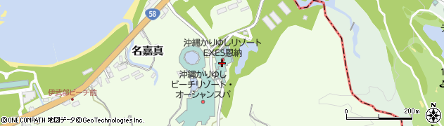 沖縄県国頭郡恩納村名嘉真ヤーシ周辺の地図