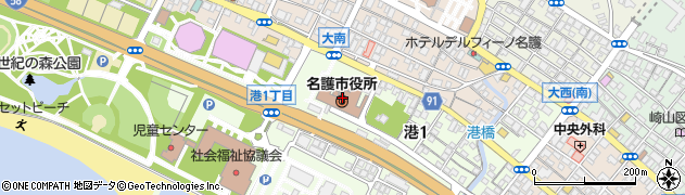 沖縄県名護市周辺の地図