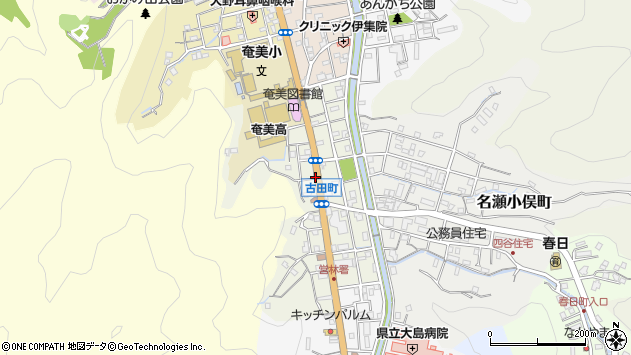 〒894-0016 鹿児島県奄美市名瀬古田町の地図