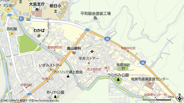 〒894-0068 鹿児島県奄美市名瀬浦上町の地図
