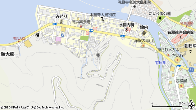 〒894-0001 鹿児島県奄美市名瀬大熊の地図