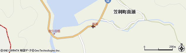 喜瀬簡易郵便局周辺の地図