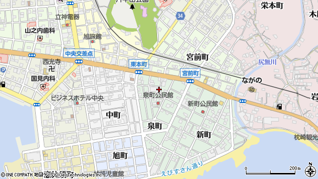〒898-0006 鹿児島県枕崎市泉町の地図