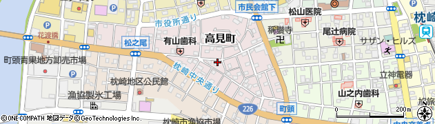 鹿児島県枕崎市高見町周辺の地図