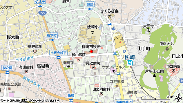 〒898-0000 鹿児島県枕崎市（以下に掲載がない場合）の地図