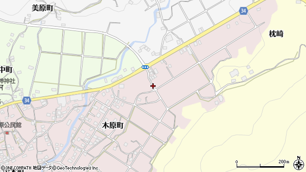 〒898-0057 鹿児島県枕崎市木原町の地図