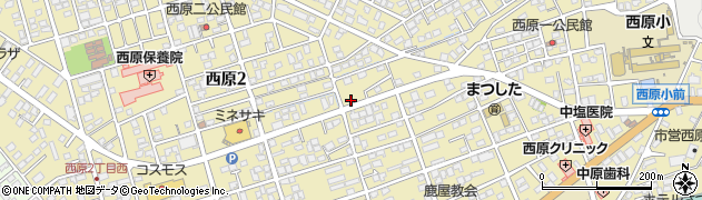 ホワイト急便鹿屋西原中央店周辺の地図