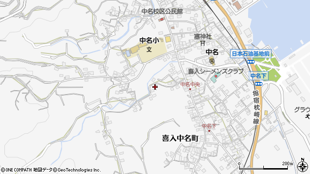 〒891-0202 鹿児島県鹿児島市喜入中名町の地図