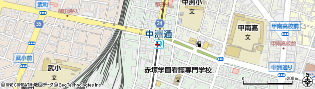 中洲通駅周辺の地図