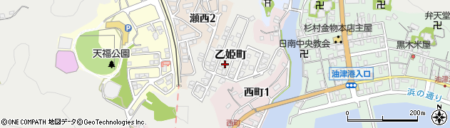 宮崎県日南市乙姫町周辺の地図