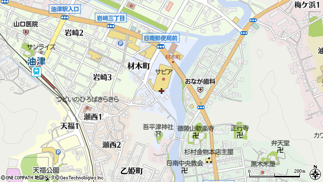 〒887-0005 宮崎県日南市材木町の地図