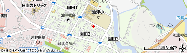 宮崎県日南市園田周辺の地図