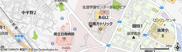 宮崎県日南市木山2丁目周辺の地図