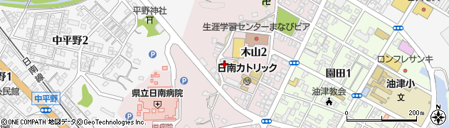 宮崎県日南市木山周辺の地図