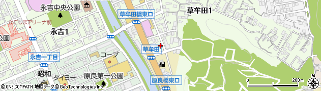 鹿児島草牟田郵便局周辺の地図