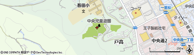 中央児童遊園周辺の地図
