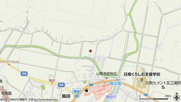 〒887-0034 宮崎県日南市風田の地図