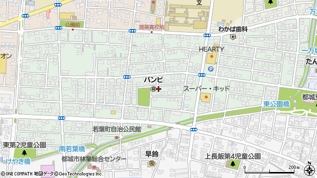 〒885-0054 宮崎県都城市若葉町の地図