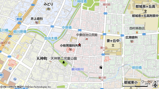 〒885-0032 宮崎県都城市中原町の地図