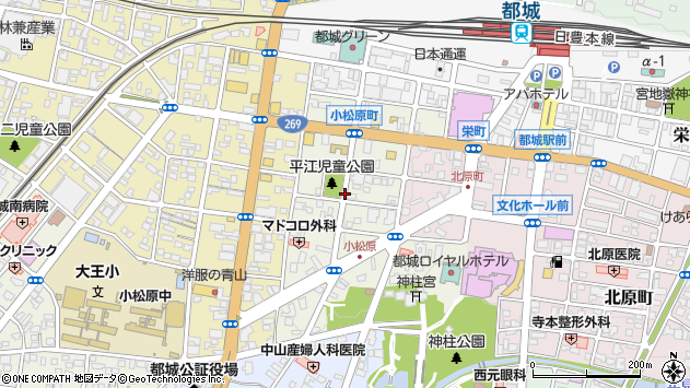〒885-0022 宮崎県都城市小松原町の地図