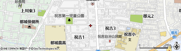 宮崎県都城市祝吉周辺の地図